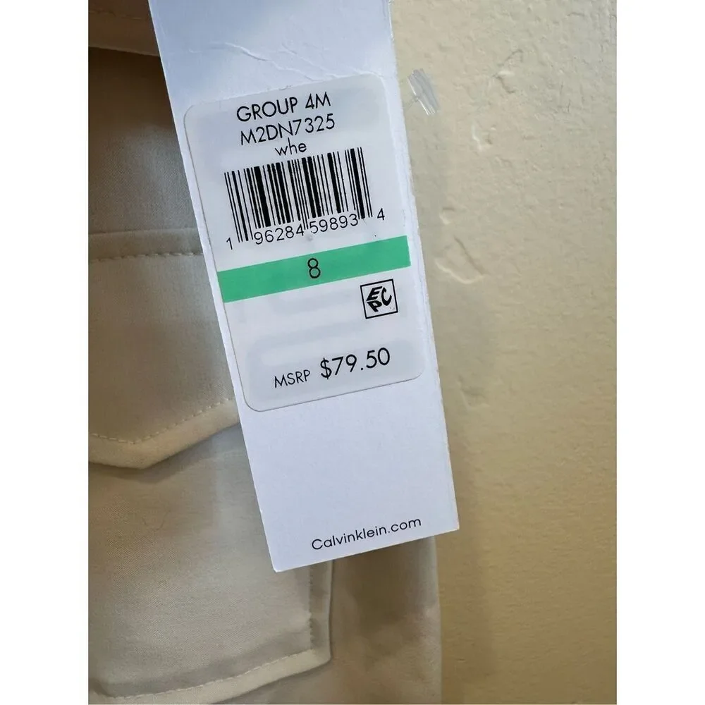 Calvin Klein Pale Yellow Belted Pencil Skirt Size 8 New